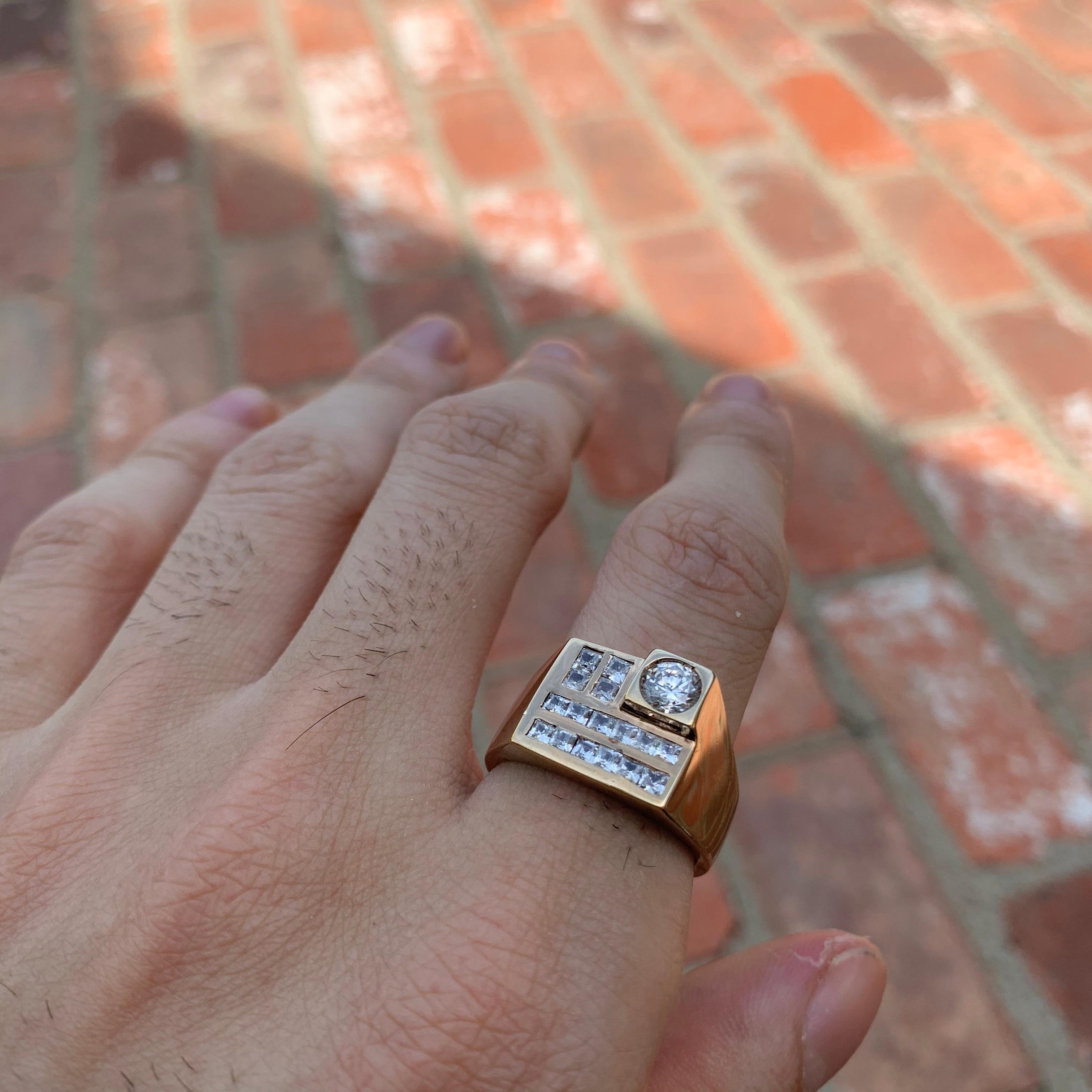 Retro 1.33 Carat Diamond Ring/Band, 14 Karat, 1980s Ben Dannie Original Design For Sale