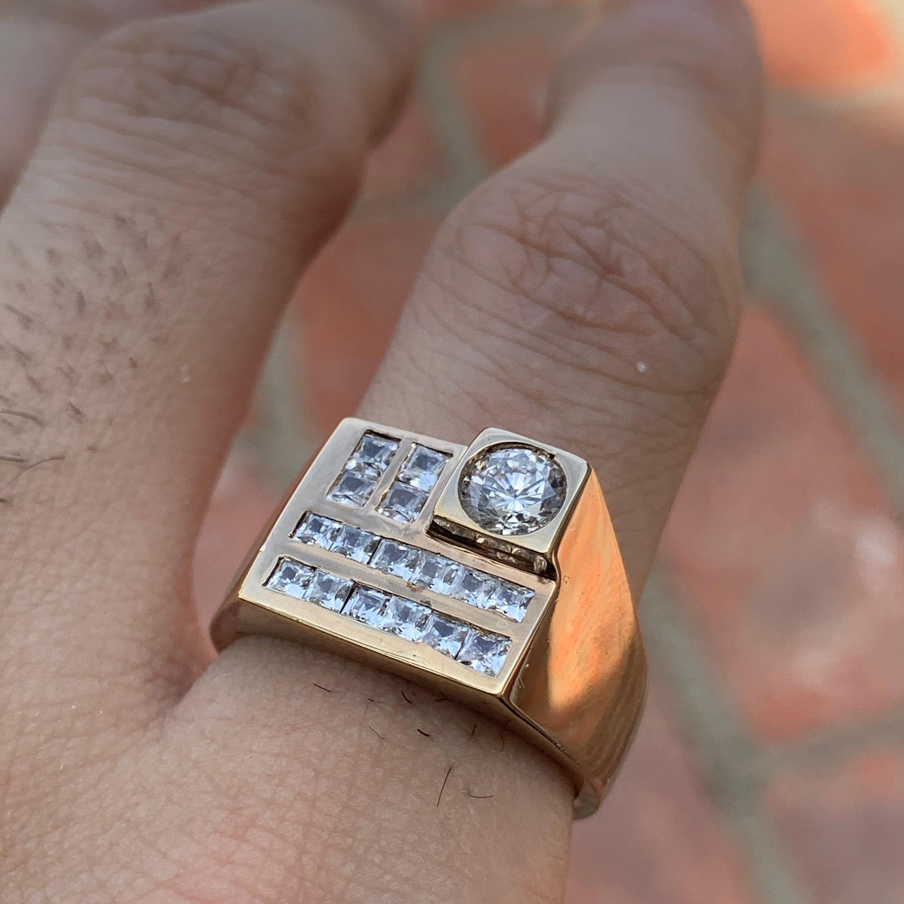 Round Cut 1.33 Carat Diamond Ring/Band, 14 Karat, 1980s Ben Dannie Original Design For Sale