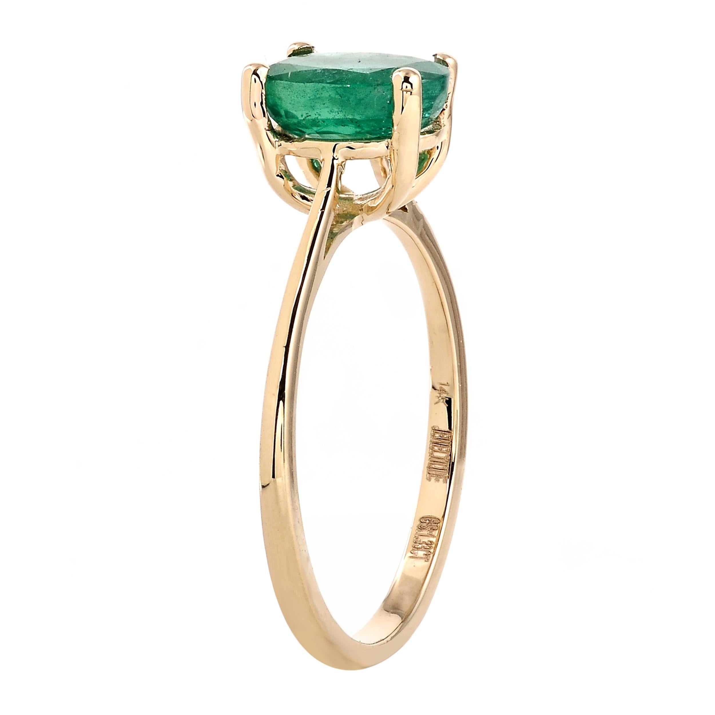 Emerald Cut Elegant 14K 1.33ct Emerald Cocktail Ring, Size 7 - Timeless & Elegant Jewelry For Sale