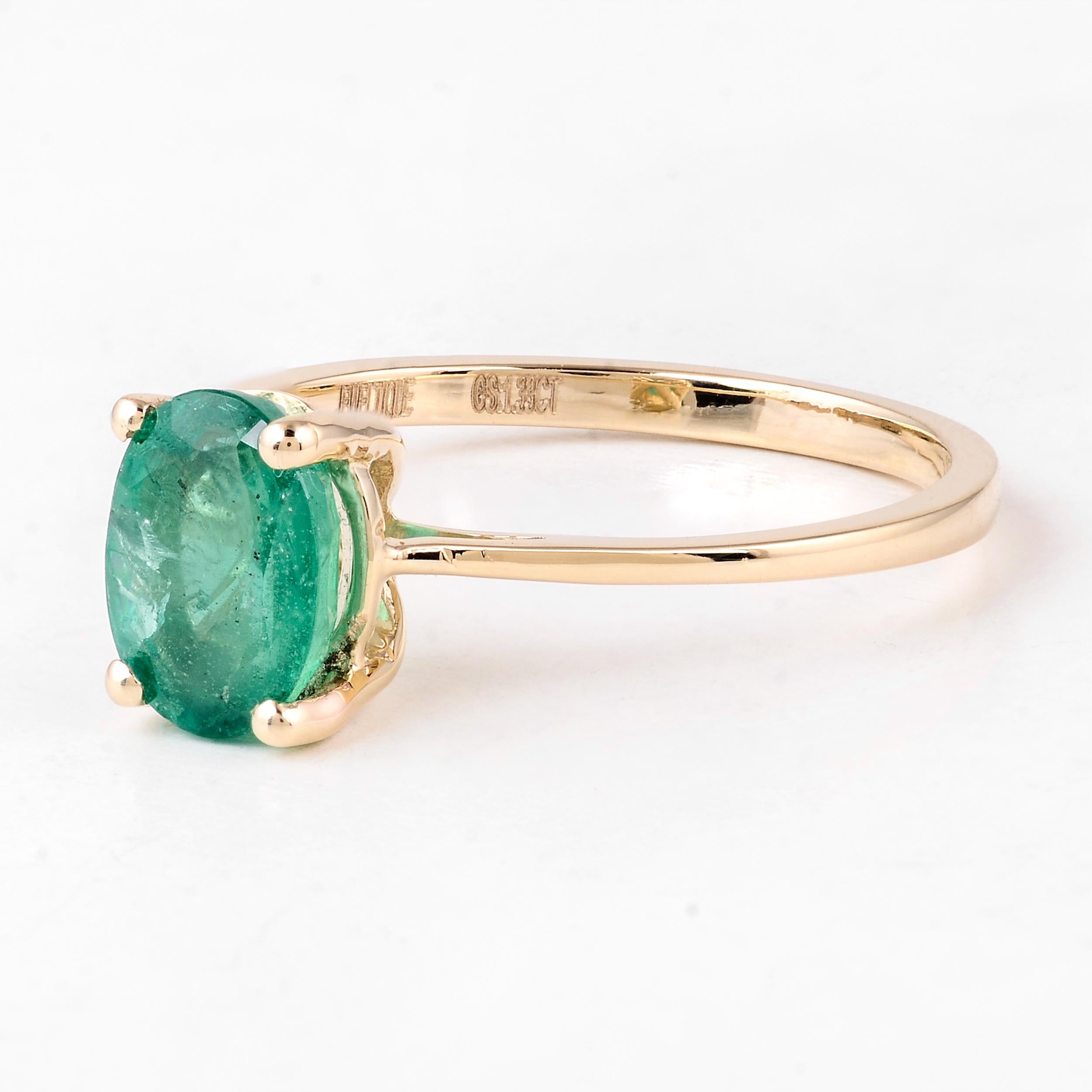 Women's Elegant 14K 1.33ct Emerald Cocktail Ring, Size 7 - Timeless & Elegant Jewelry