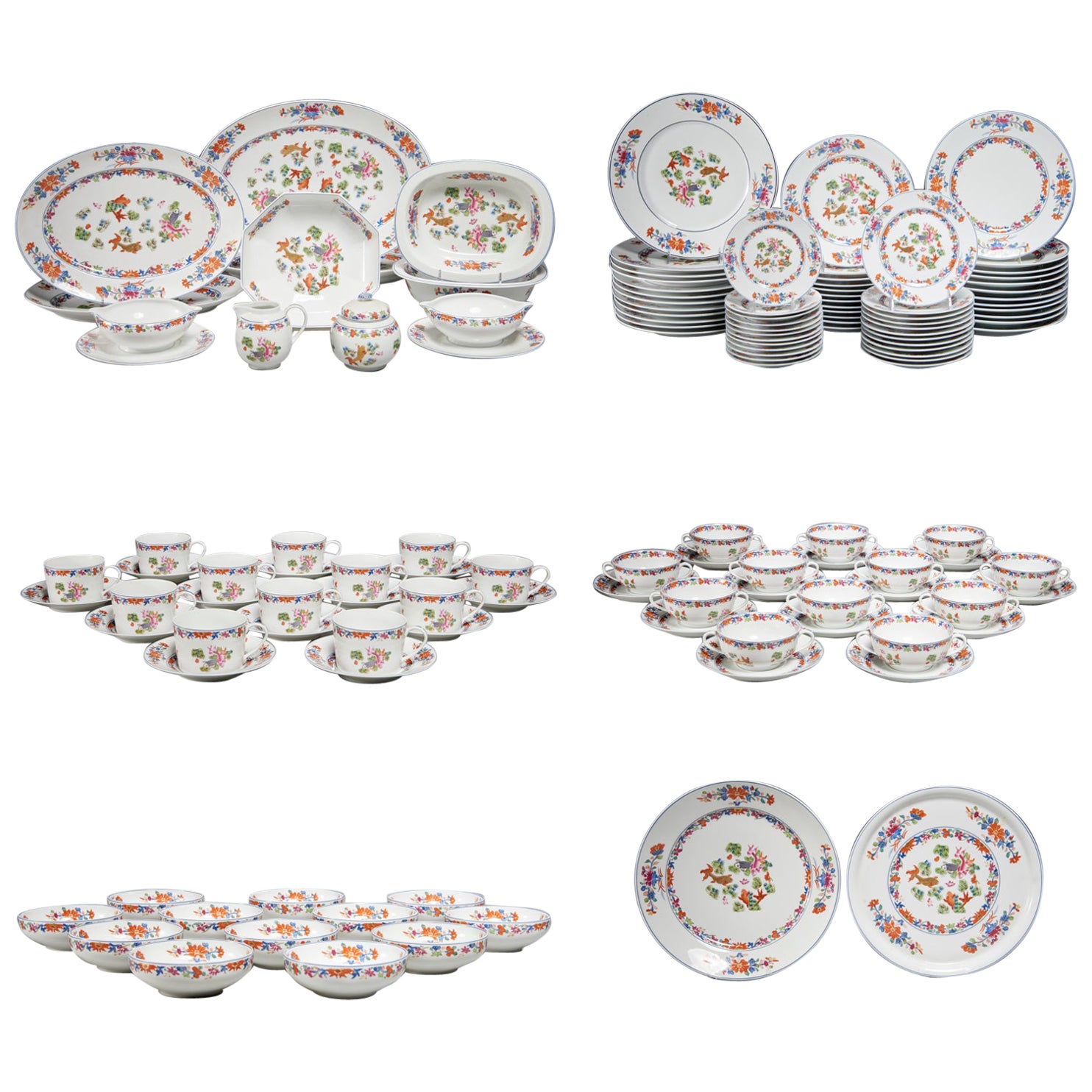 20e s., France, magnifique service d'inspiration chinoise du 18e siècle 