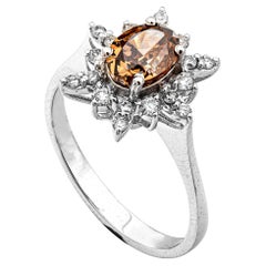 Bague en diamant brun orange foncé fantaisie naturel de 1,33 carat, prix de réserve