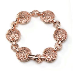 13,30 Karat kubischer Zirkonia 14Kt Rose Gold plattiert Pave Set Disc-Armband