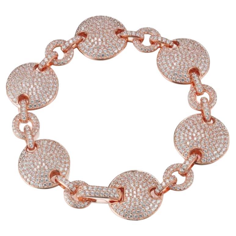 13.30 Carat Cubic Zirconia 14Kt Rose Gold Plated Pave Set Disc Bracelet For Sale