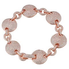 13.30 Carat Cubic Zirconia 14Kt Rose Gold Plated Pave Set Disc Bracelet