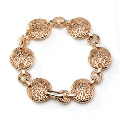 13.30 Carat Cubic Zirconia 14Kt Yellow Gold Plated Pave Set Disc Bracelet