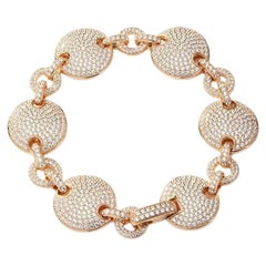 Bracciale a disco con Zirconi Cubici da 13,30 carati, placcato in oro giallo 14Kt con Pave Set