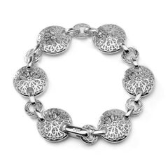 13.30 Carat Cubic Zirconia Sterling Silver Designer Pave Set Disc Bracelet