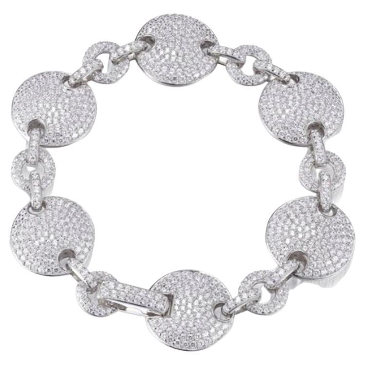 13.30 Karat Cubic Zirkonia Sterling Silber Designer Pave Set Scheibenarmband