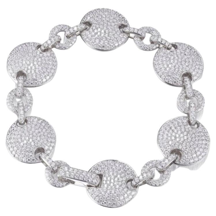 13.30 Carat Cubic Zirconia Sterling Silver Designer Pave Set Disc Bracelet