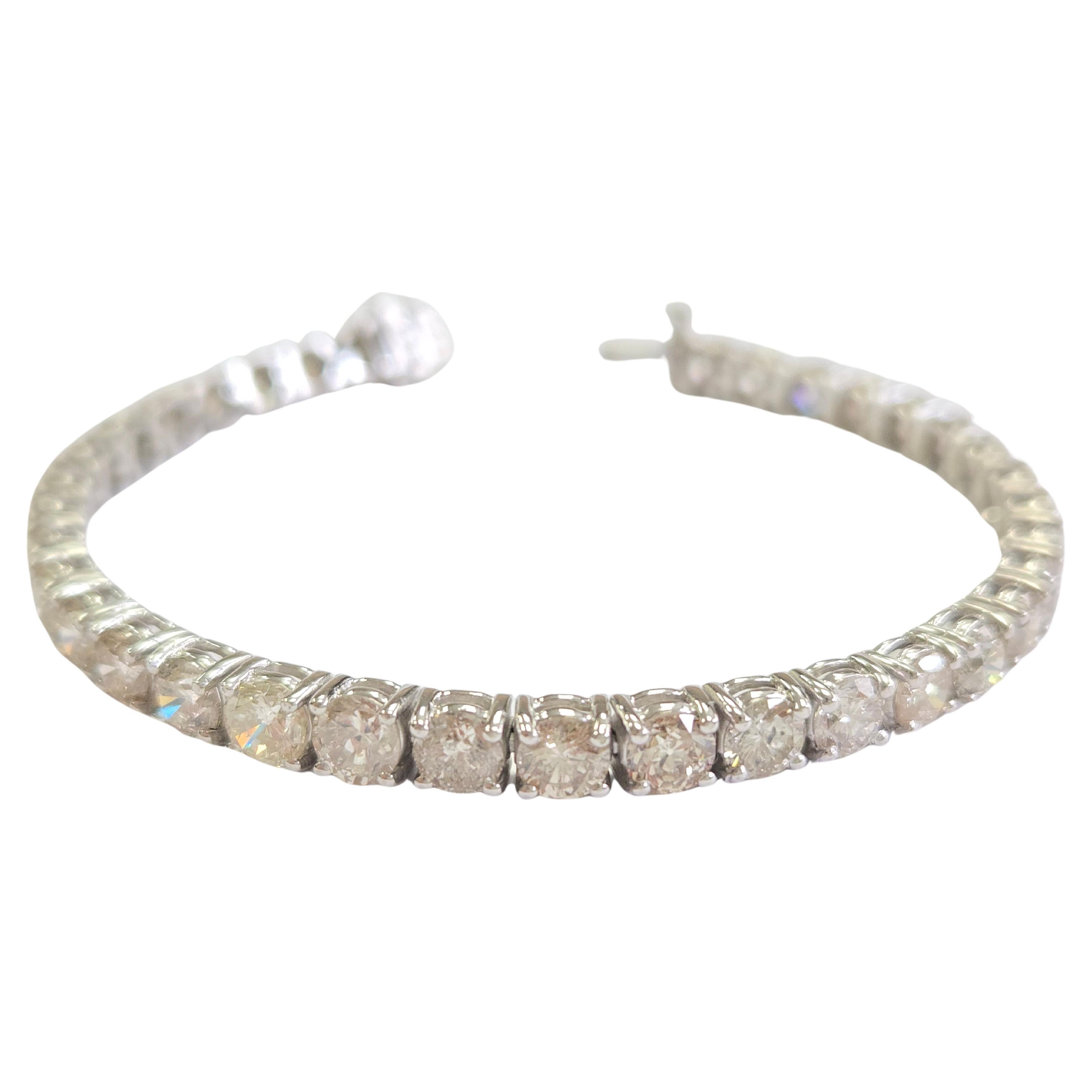 Pulsera de tenis con diamantes naturales de 13,30 quilates y oro blanco de 14 quilates