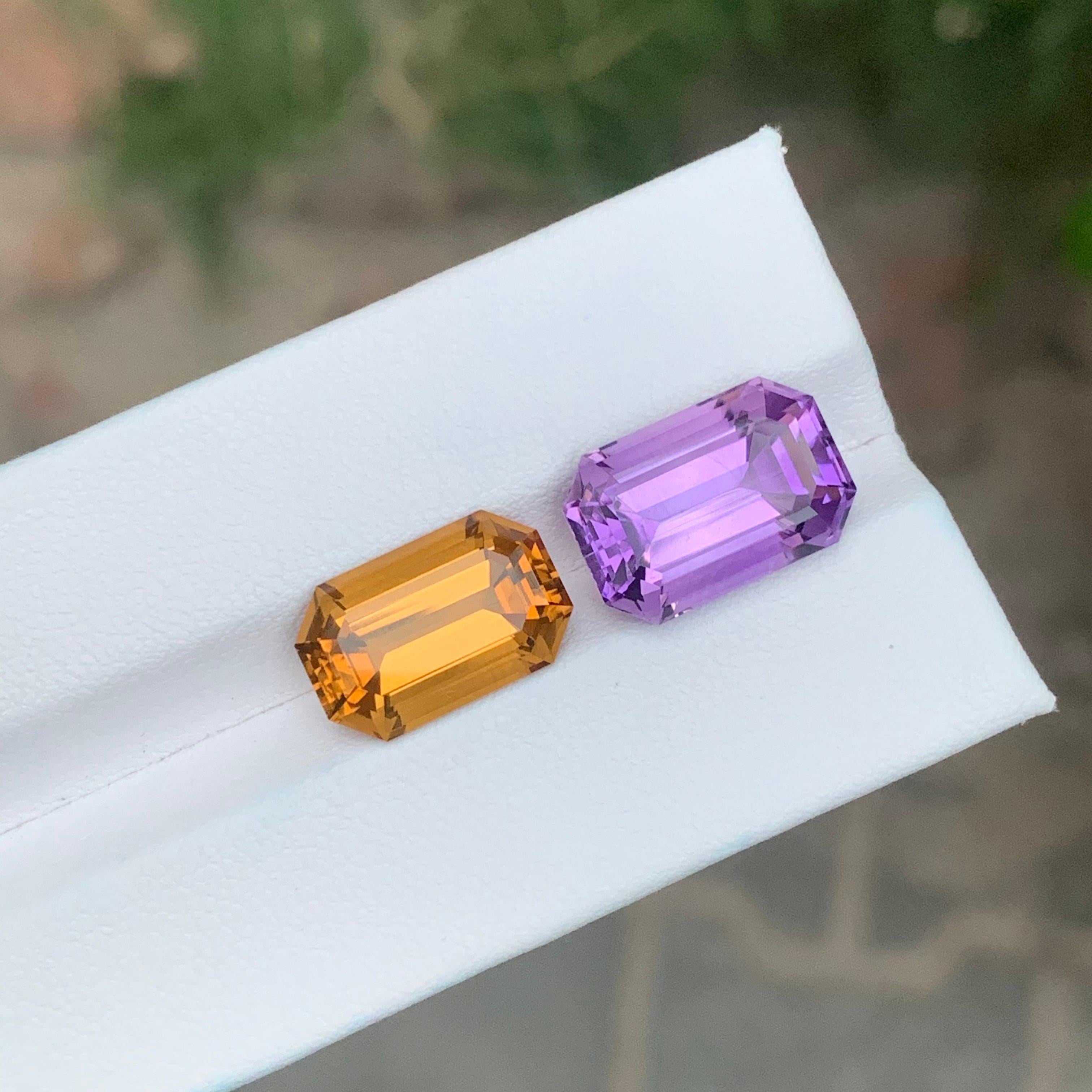 Arts and Crafts 13.30 Carat Natural Dual Loose Amethyst Citrine Gemstone For Sale