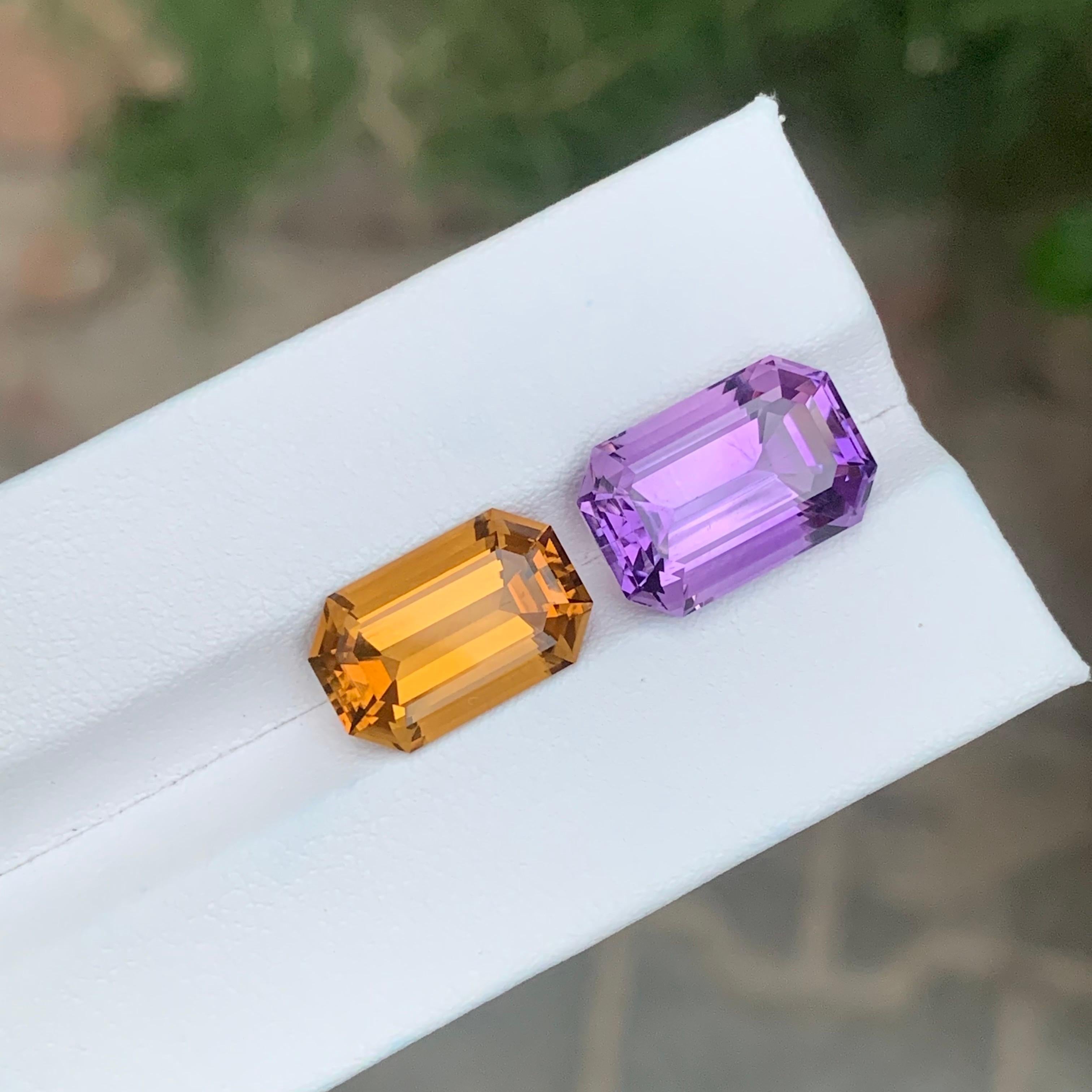 Emerald Cut 13.30 Carat Natural Dual Loose Amethyst Citrine Gemstone For Sale