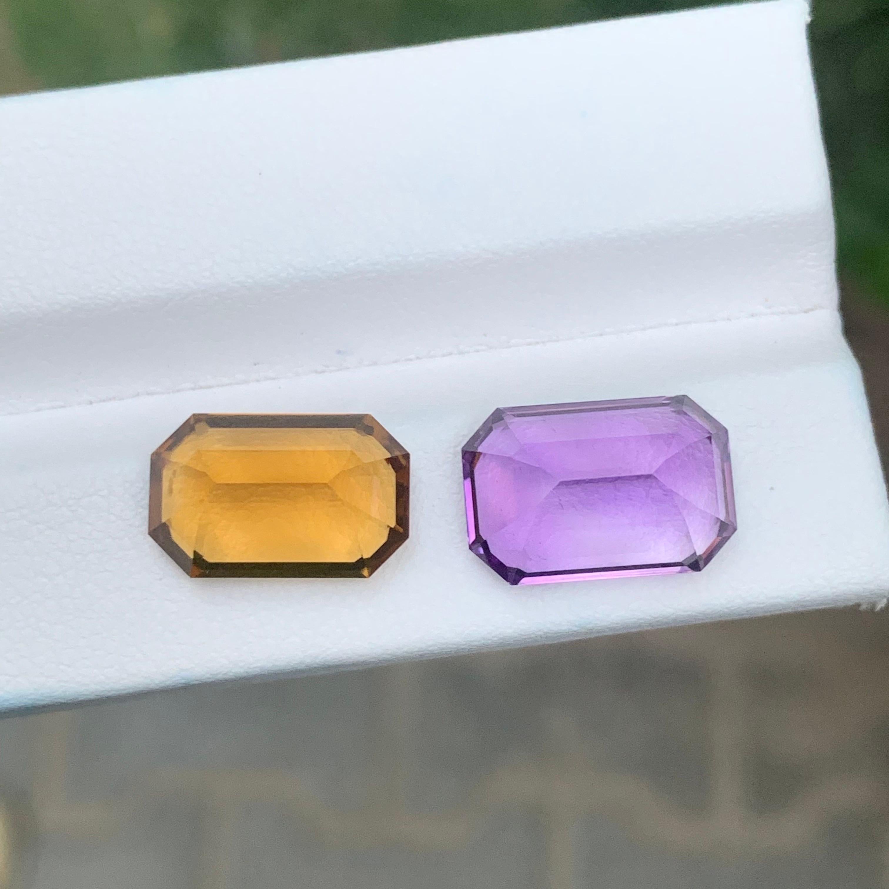 Women's or Men's 13.30 Carat Natural Dual Loose Amethyst Citrine Gemstone For Sale
