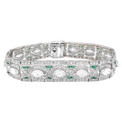 13.30 Carat Natural Mined Round Marquise Diamond/ Emerald Art Deco Platinum