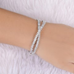 13.30 Carat SI Clarity HI Color Marquise Diamond Bracelet 18 Karat White Gold