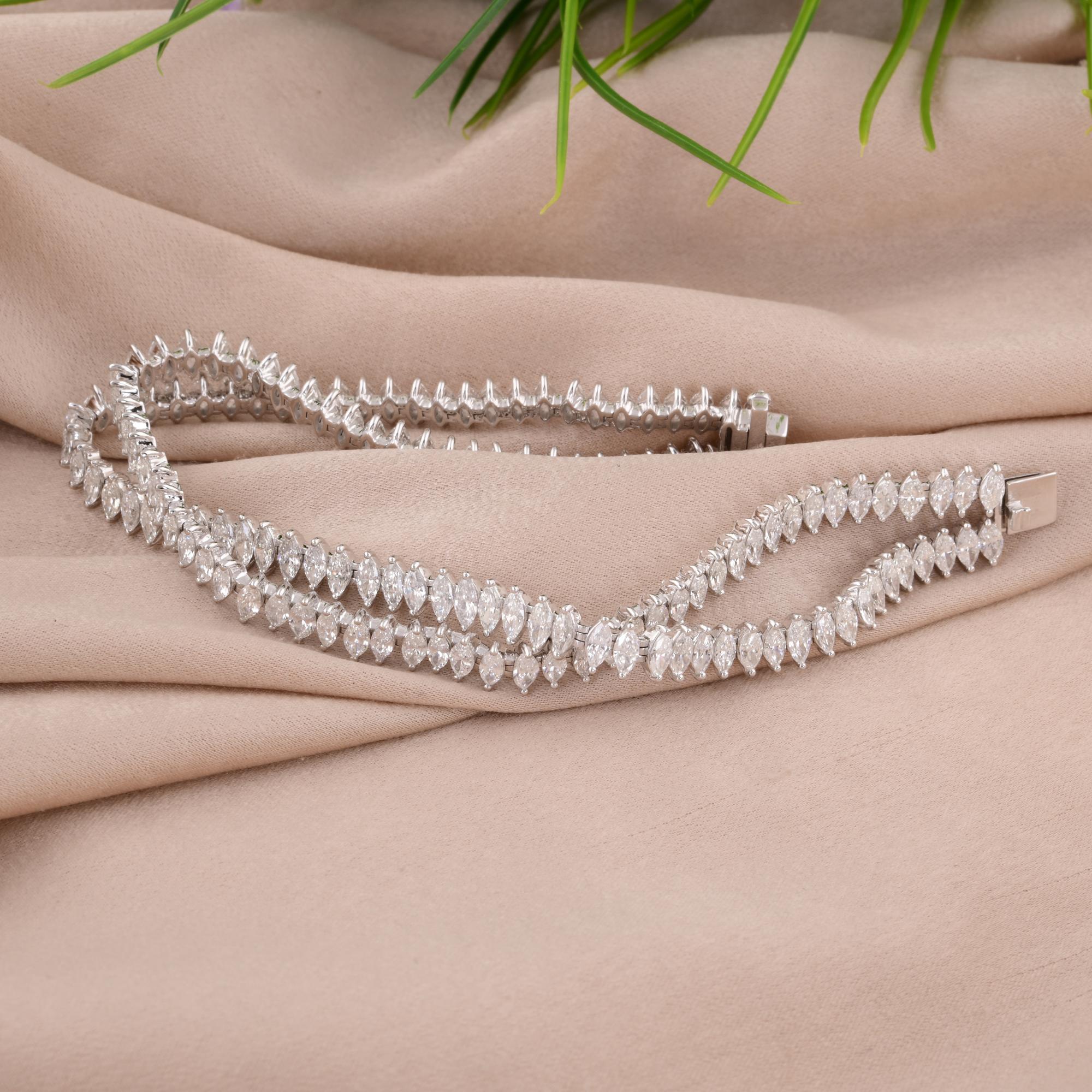 Modern 13.30 Carat SI Clarity HI Color Marquise Diamond Bracelet 18 Karat White Gold For Sale