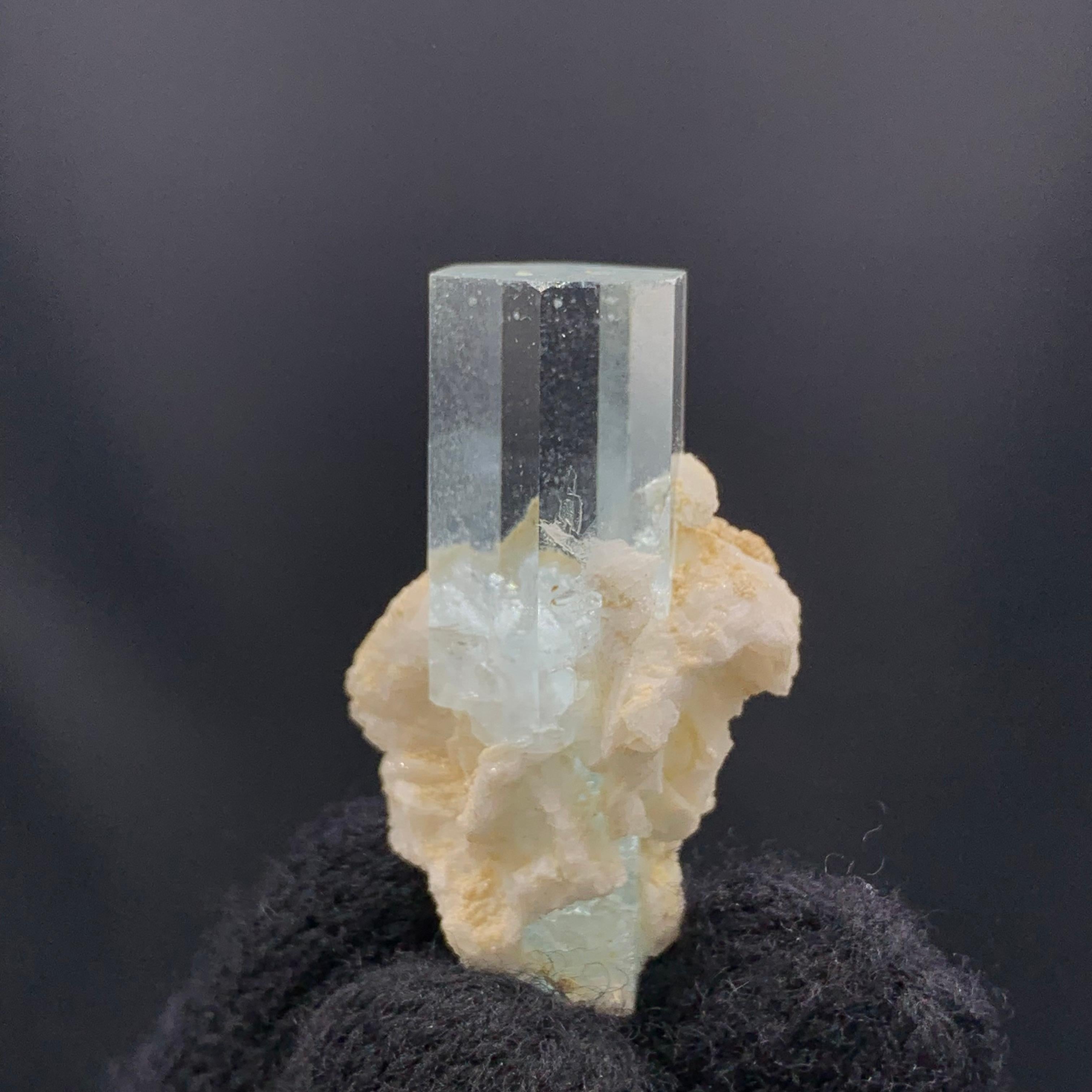 PRODUCT INFORMATION:

Specimen Name: Aquamarine Crystal with Albite

Weight: 13.30 Grams

Dimension: 3.9 x 2.3 x 1.6 Cm

Treatment: None

Origin: Skardu District, Gilgit Baltistan Province,
Pakistan

DESCRIPTION:

This exquisite specimen of