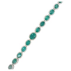 Pulsera de platino con diamante esmeralda talla oval de 13,32 quilates