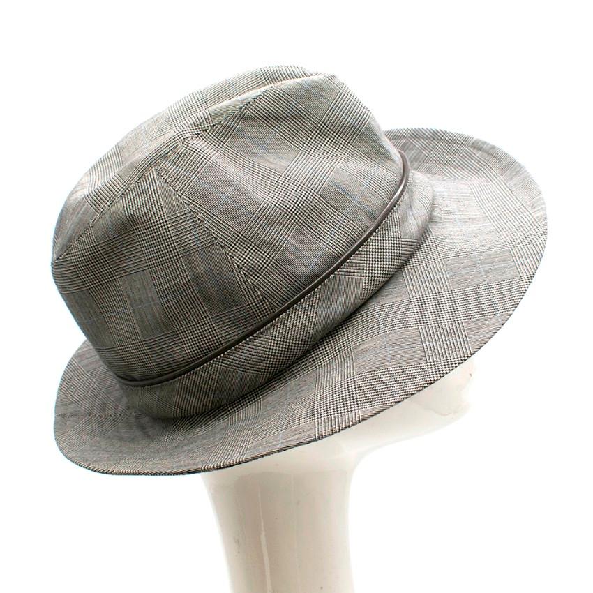 Gray Christian Dior Prince Of Wales Grey Check Trilby - Size 57 For Sale