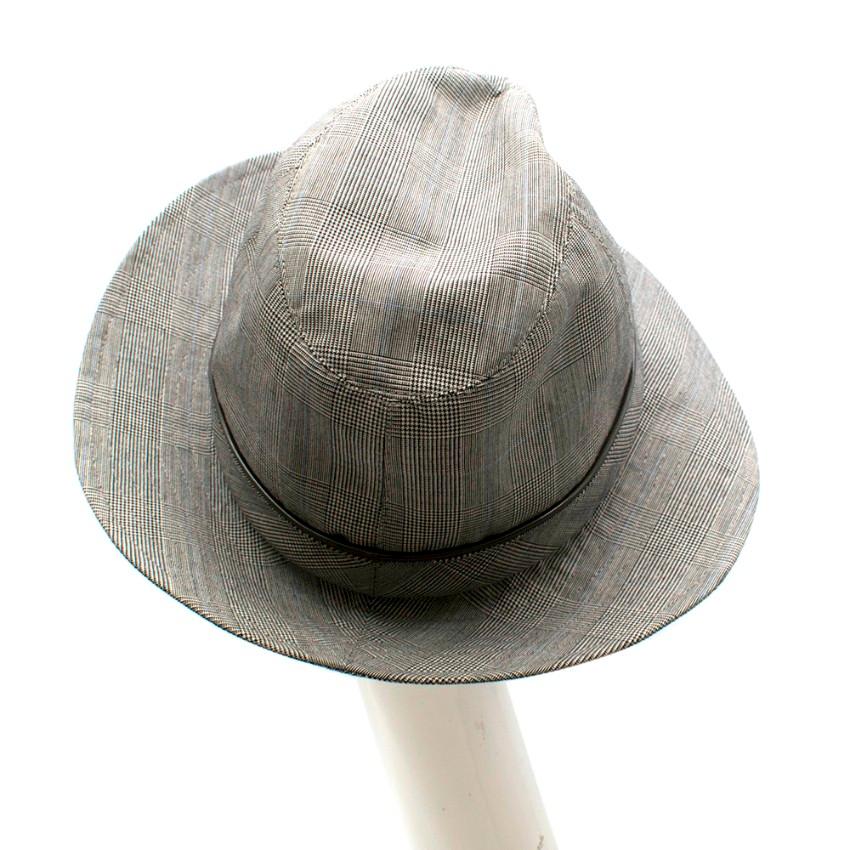 Christian Dior Prince Of Wales Grey Check Trilby - Size 57 In New Condition For Sale In London, GB