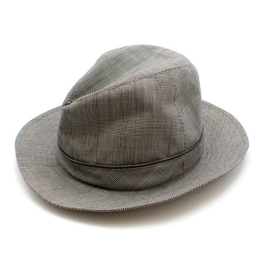 Women's Christian Dior Prince Of Wales Grey Check Trilby - Size 57 For Sale