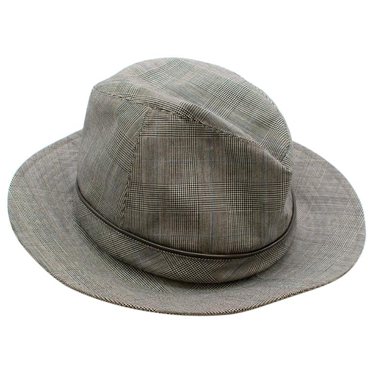 Christian Dior Prince Of Wales Grey Check Trilby - Size 57 For Sale