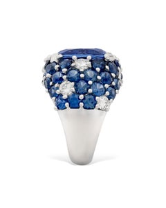 13.33 Carat Cushion Statement Royal Blue Sapphire 18K White Gold