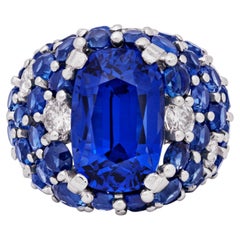 13.33 Carat Cushion Statement Royal Blue Sapphire 18K White Gold