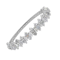 13.33 Carat Diamond Bangle Bracelet in 18K White Gold