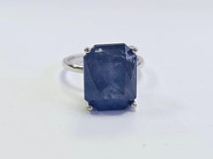 STOCK CLEARANCE, 13.33ct Radiant Natural Sapphire Ring in 14K White Gold