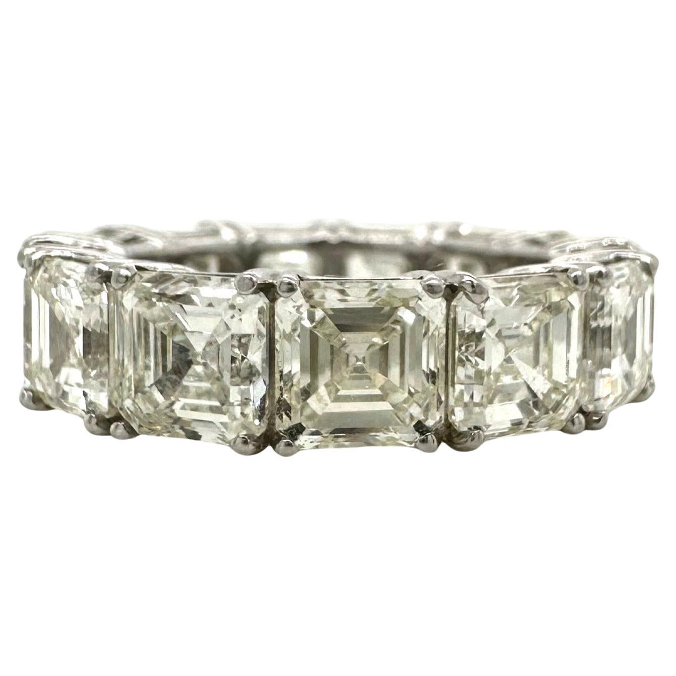 13.33 ct Asscher Cut Diamond Eternity Platinum Ring