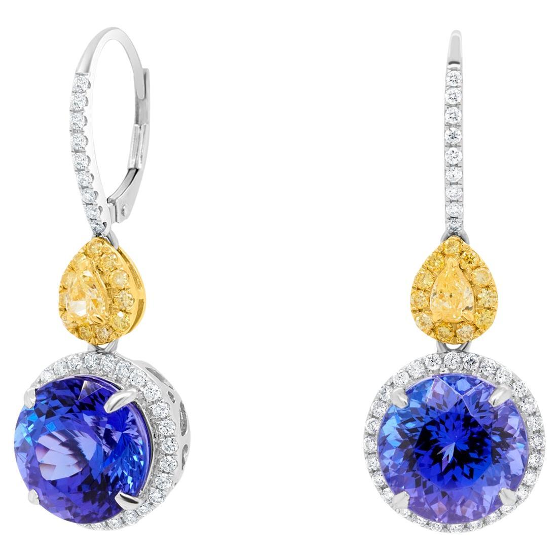 13.33ct Tanzanite Earrings with 1.32tct Diamond set in 14KW & 22K