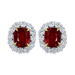 13.34ct GRS Certified Ruby & Diamond Earrings in Platinum & 18KT Gold