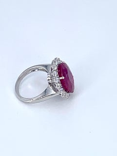 Contemporary Burma Ruby 13.35 Carat  and 1.60 Carat Diamond Cocktail Ring