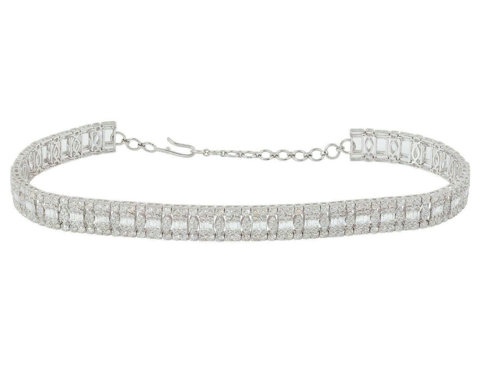 Mixed Cut 13.35 Carat Diamond 14 Karat White Gold Choker Necklace For Sale