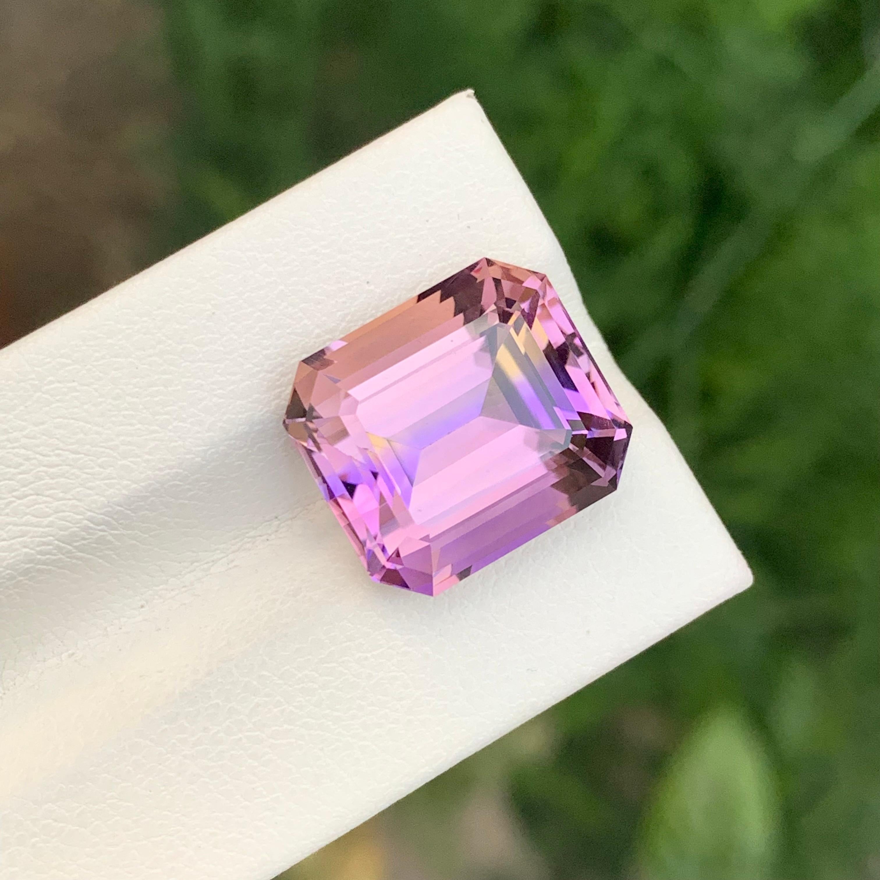 13.35 Carat Natural Loose Ametrine Asscher Cut Gemstone For Sale 4