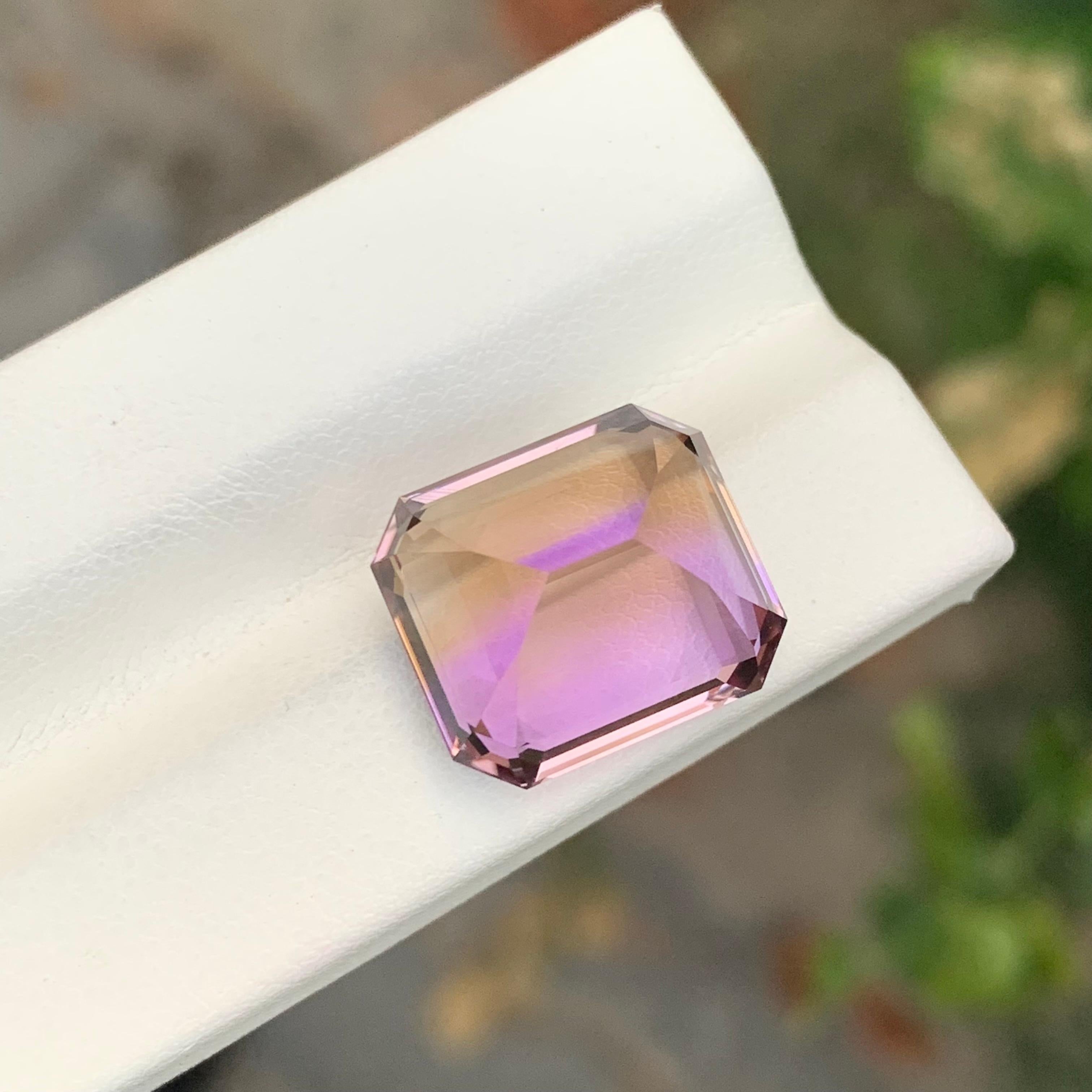 13.35 Carat Natural Loose Ametrine Asscher Cut Gemstone In New Condition For Sale In Peshawar, PK