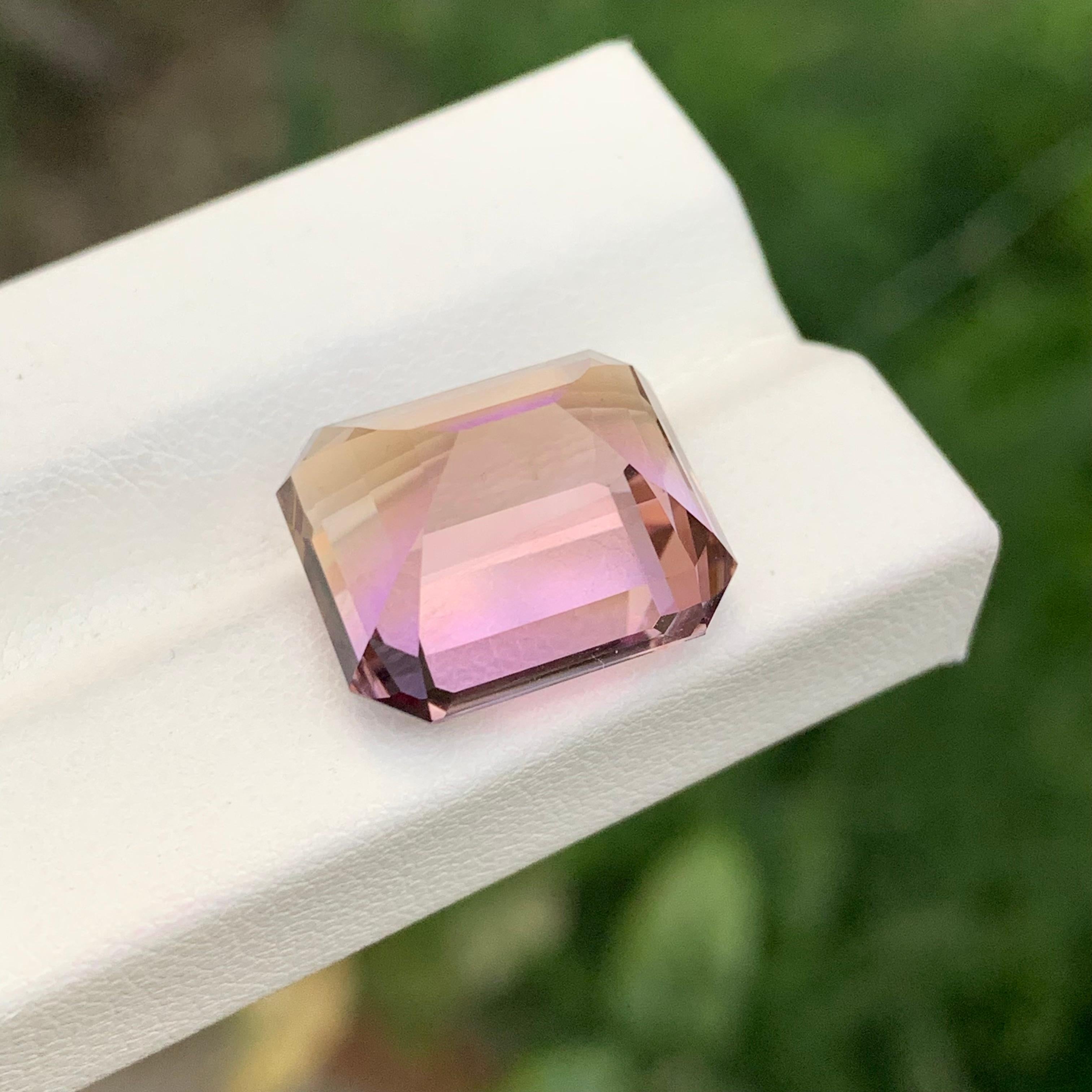 Women's or Men's 13.35 Carat Natural Loose Ametrine Asscher Cut Gemstone For Sale