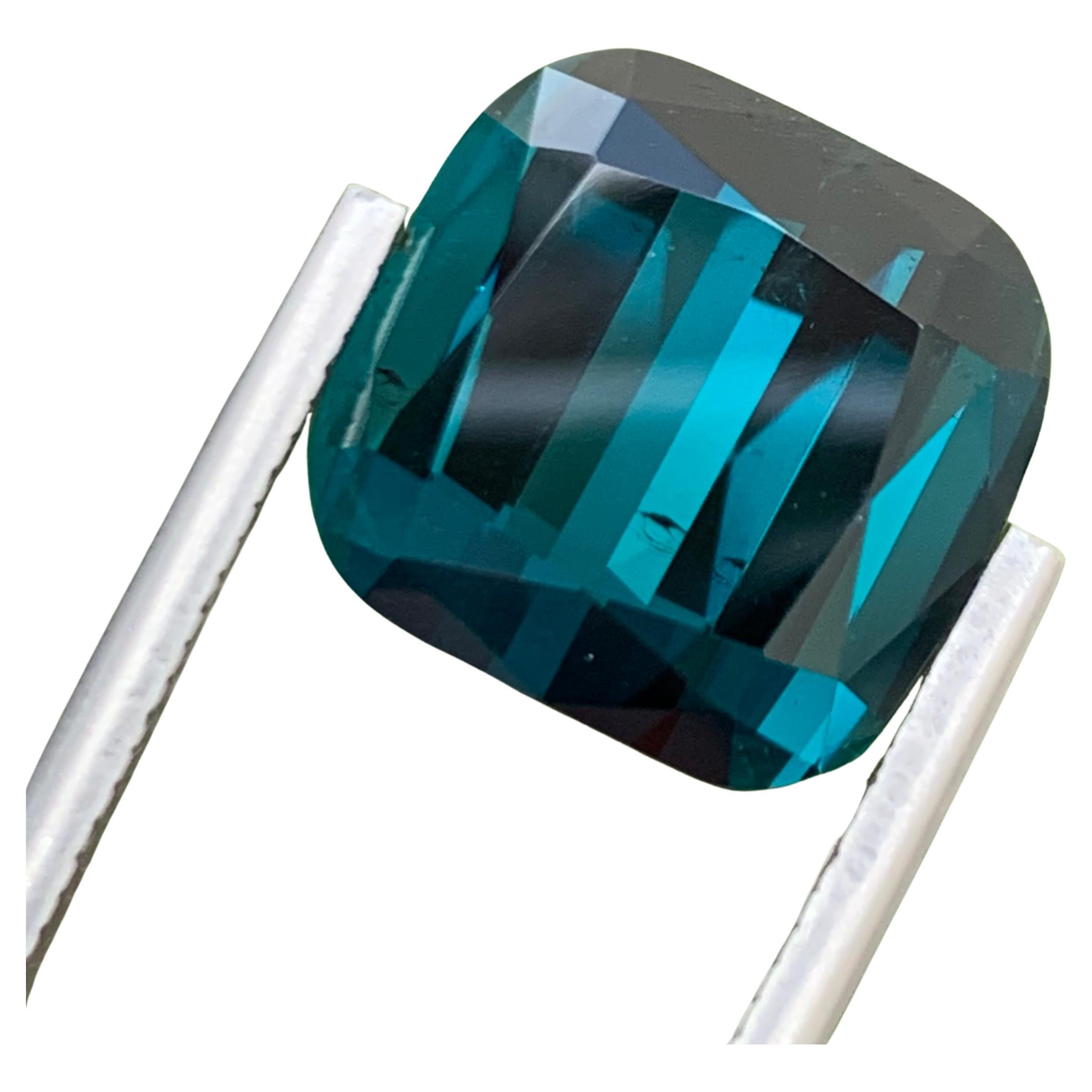 13.35 Carat Natural Loose Deep Indicolite Tourmaline Cushion Shape For Necklace  For Sale