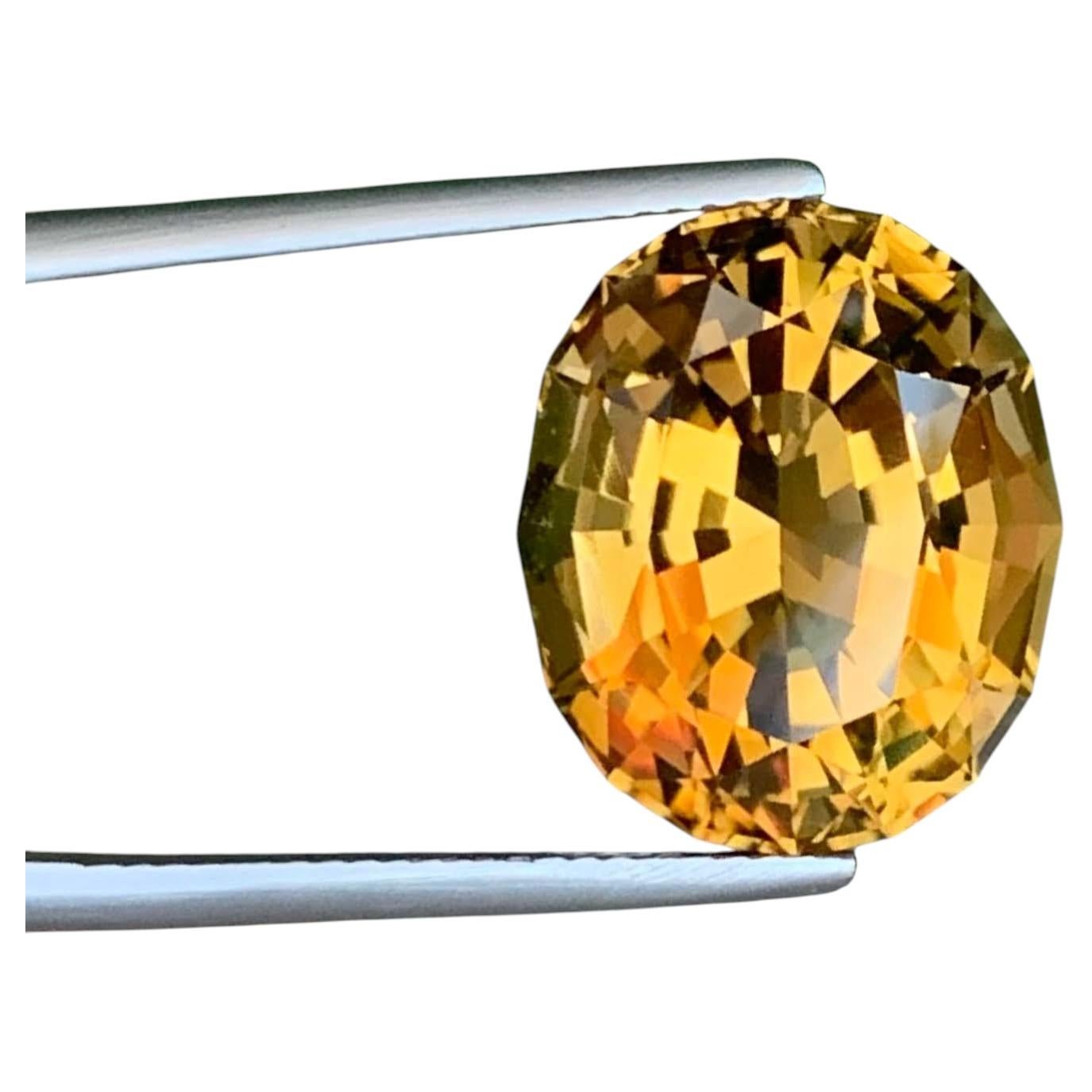 13.35 Carat Natural Loose Golden Color Citrine Oval Cut Bazillion Gemstone