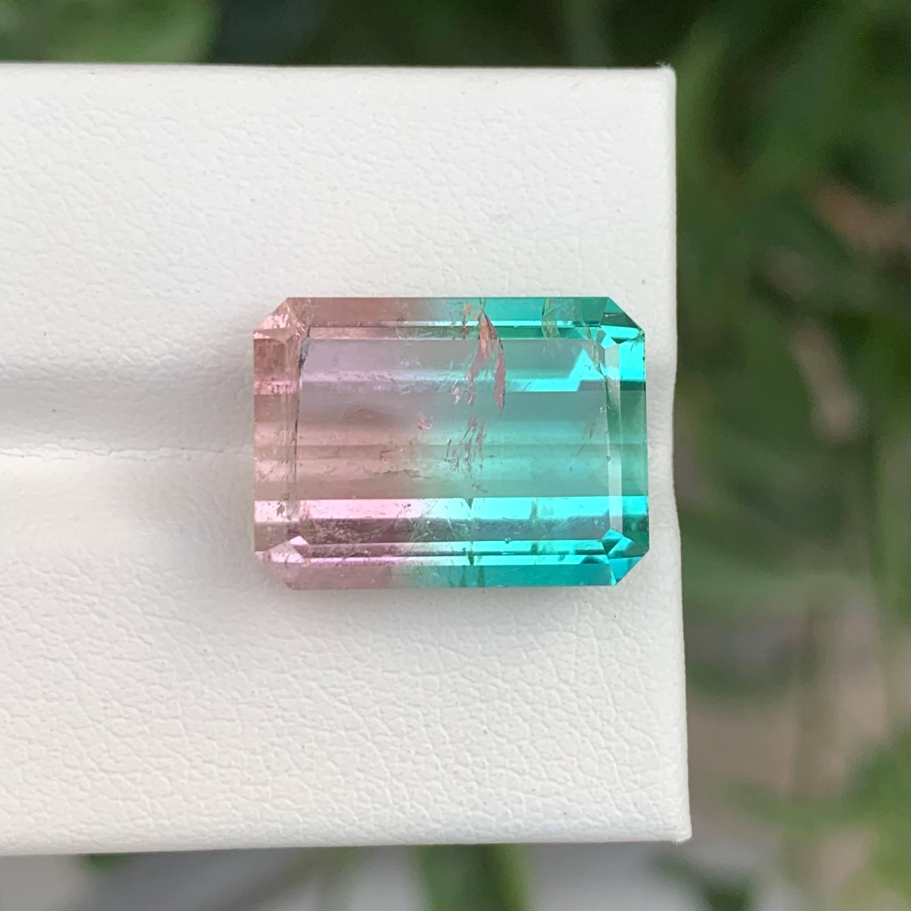 13.35 Carat Natural Loose Lagoon Bicolor Tourmaline Emerald Cut Afghan Gemstone im Zustand „Neu“ im Angebot in Bangkok, TH