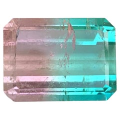 13.35 Carat Natural Loose Lagoon Bicolor Tourmaline Emerald Cut Afghan Gemstone