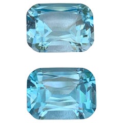 13.35 Carat Natural Loose Sky Color Topaz Pair Cushion Cut African Gemstone