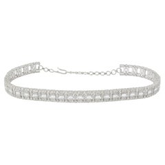 13.35 Carat SI/HI Baguette Diamond Choker Necklace 18 Karat White Gold Jewelry