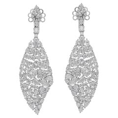 Orecchini da sposa a goccia con diamante a foglia da 13,35 carati in oro bianco 18k Gioielli di pregio