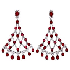 13.36 Carat Burma Ruby And Diamond Earrings In Platinum