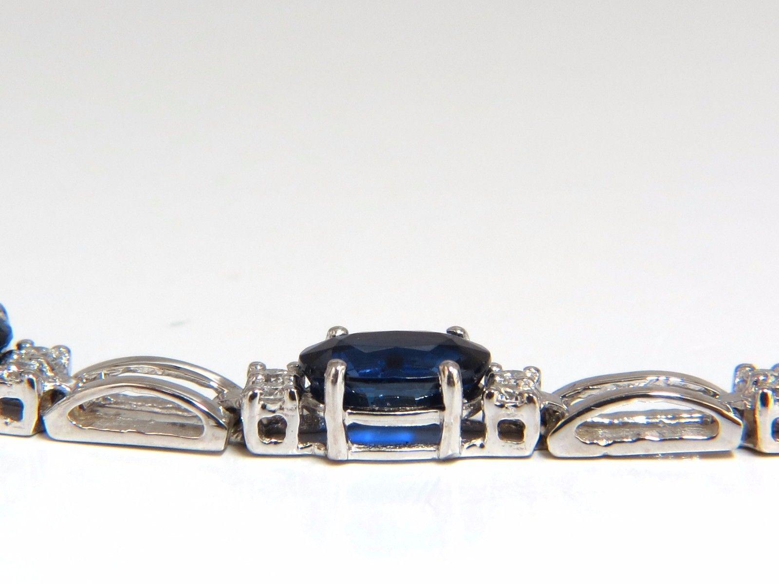 Oval Cut 13.36 Carat Natural Blue Kyanite Diamonds Tennis Bracelet 14 Karat For Sale