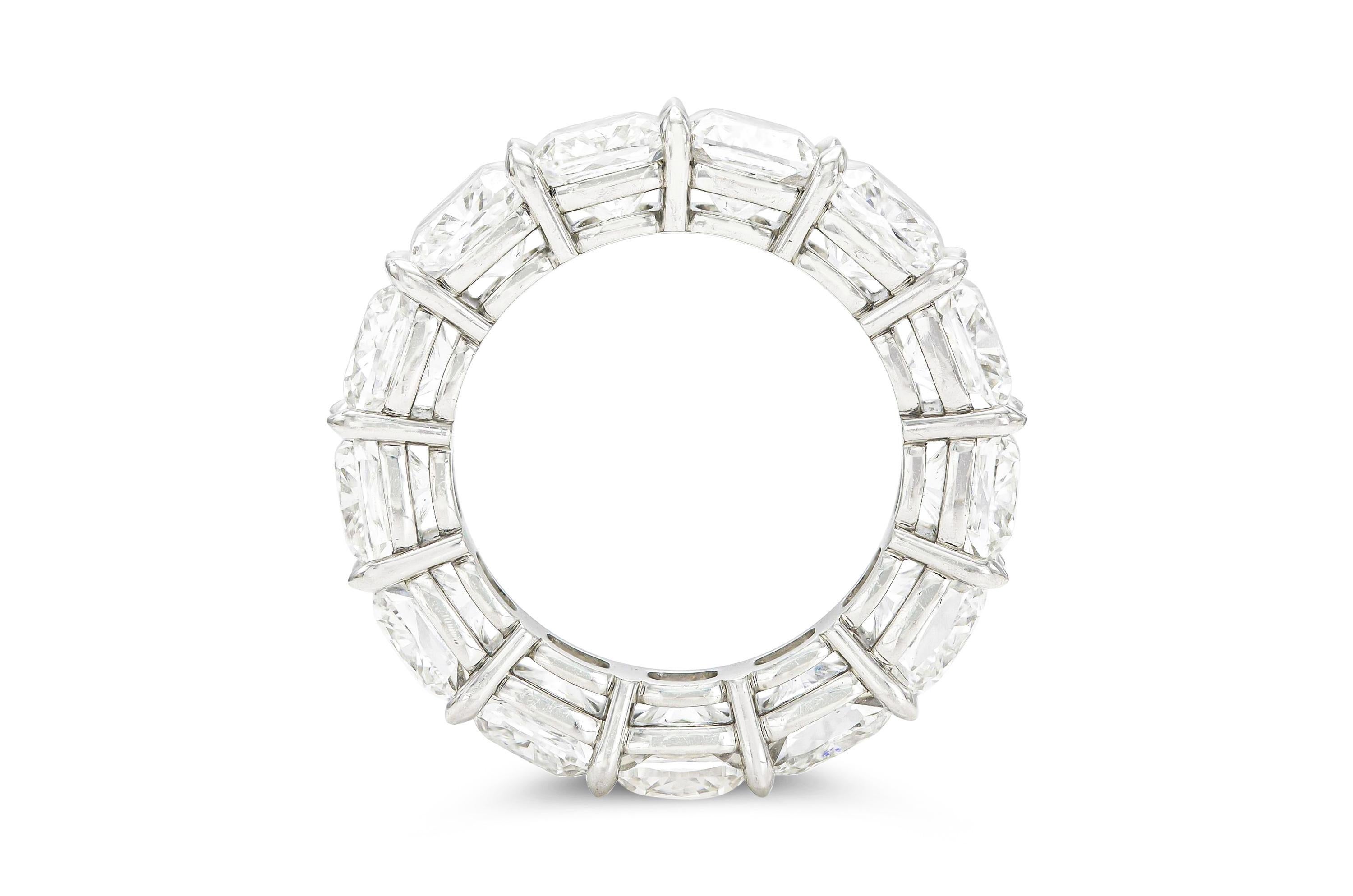 Women's 13.38 Carat Cushion Cut Diamond Eternity Band For Sale