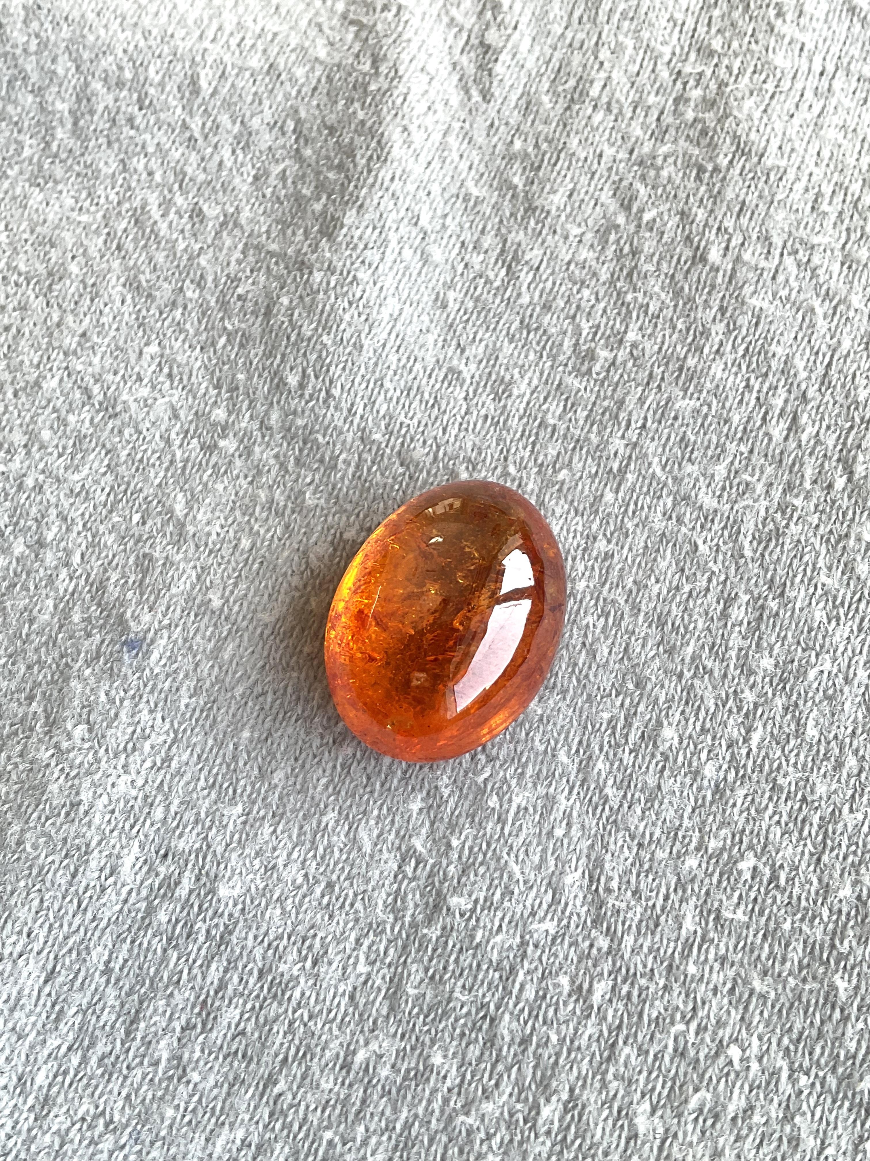 Taglio ovale 13.38 Carati di Granato Fanta Spessartite Cabochon ovale di qualità superiore Nature in vendita